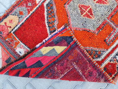 Vintage Herki Wool Runner Rug 3x11: Bohemian Hallway Rug