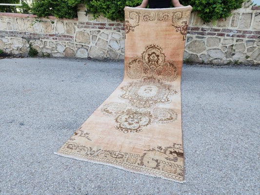 3x10 Vintage Runner Rug: Bohemian Oriental Medallion Design Hallway Decor