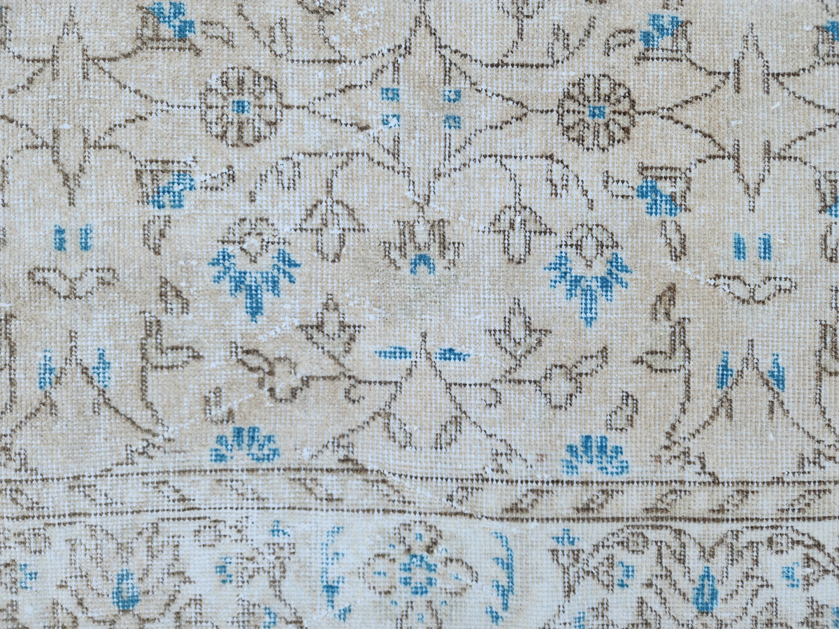 Handwoven Turkish Oushak Rug: 4x7 Neutral Wool & Cotton