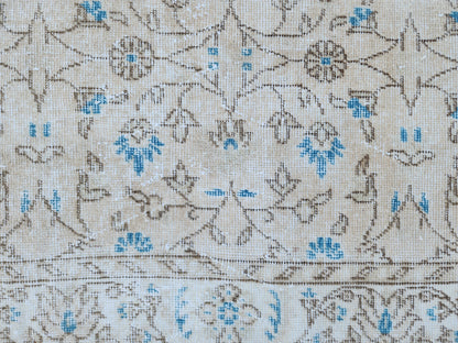Handwoven Turkish Oushak Rug: 4x7 Neutral Wool & Cotton