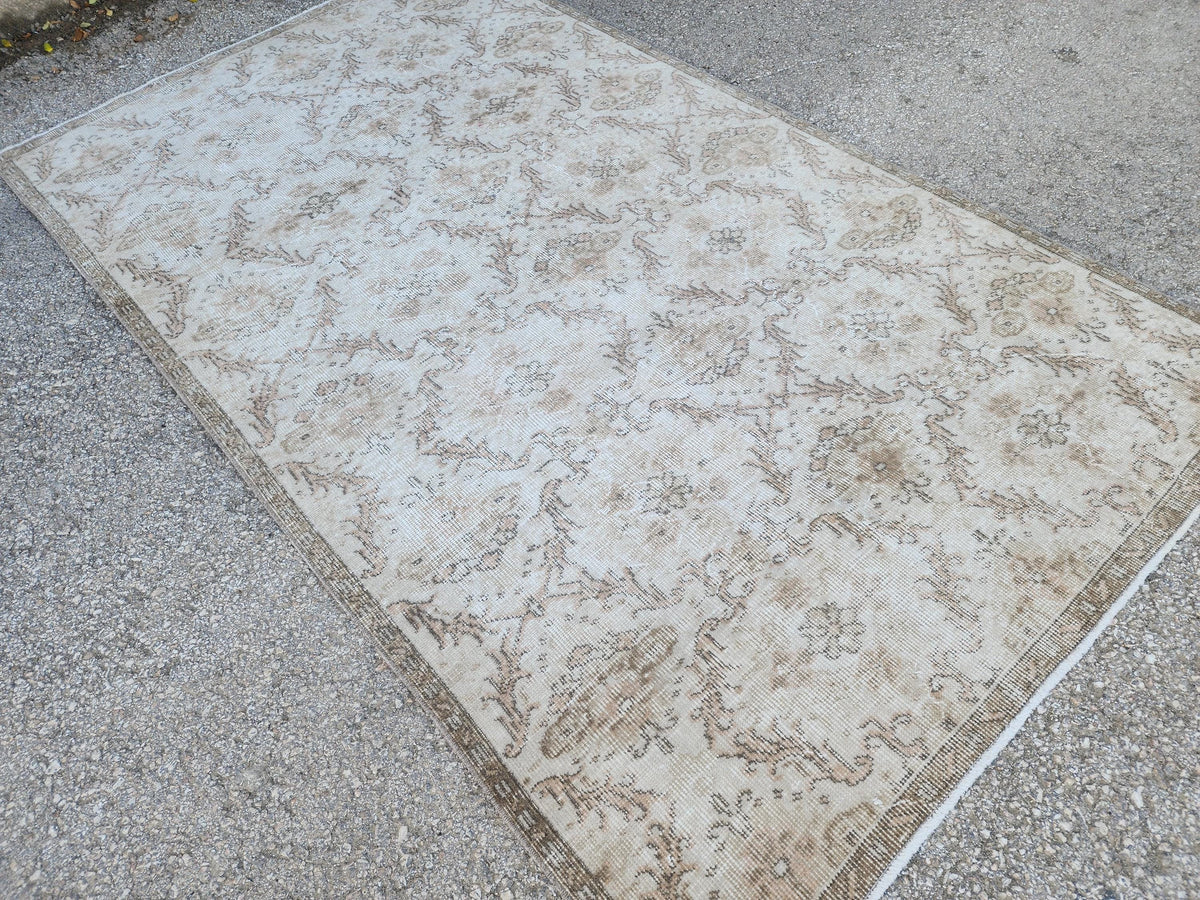 4x7 Oushak Small Rug, Neutral Turkish Hand Woven, Bohem Home Decor
