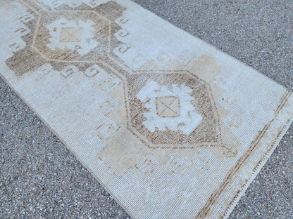 3x12 Neutral Runner Rug, Hallway Bohemian Decor, Up Cycled Wool