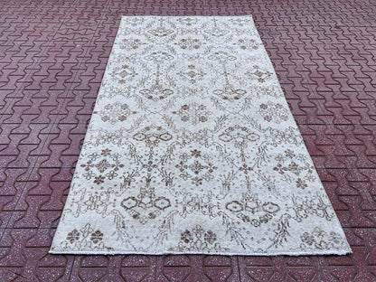 Handwoven Turkish Oushak Rug 4x7: Wool & Cotton Blend
