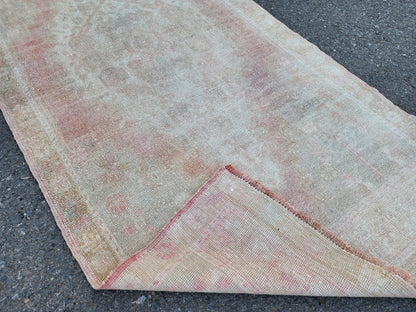 Handwoven Oushak Rug 3x6: Bohemian Turkish Wool Rug