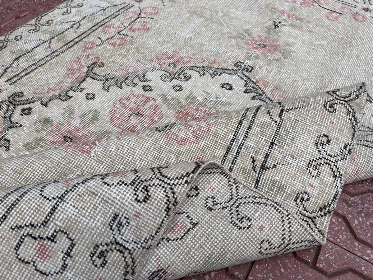 Handwoven Turkish Oushak Rug: 50/50 Wool Cotton Blend