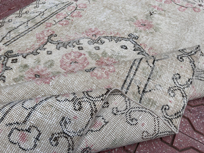Handwoven Turkish Oushak Rug: 50/50 Wool Cotton Blend