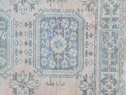 3x10 Turkish Runner Rug, Soft Red Geometric Design, Kitchen Boho Decor