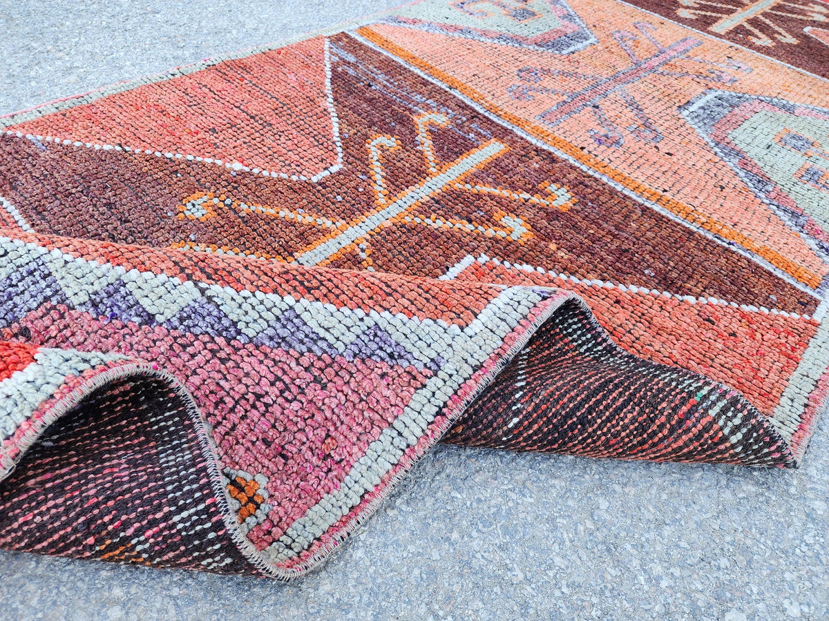 3x9 Natural Runner Rug, Kitchen Home Decor, Hand Knotted Up Cycled Wool