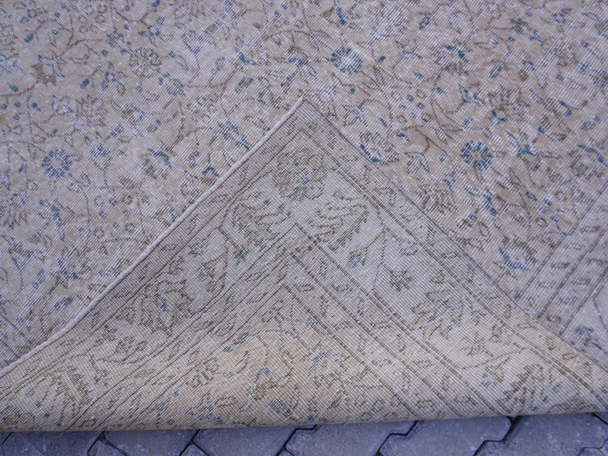 6x10 Vintage Turkish Oushak Rug: Handwoven Wool & Cotton