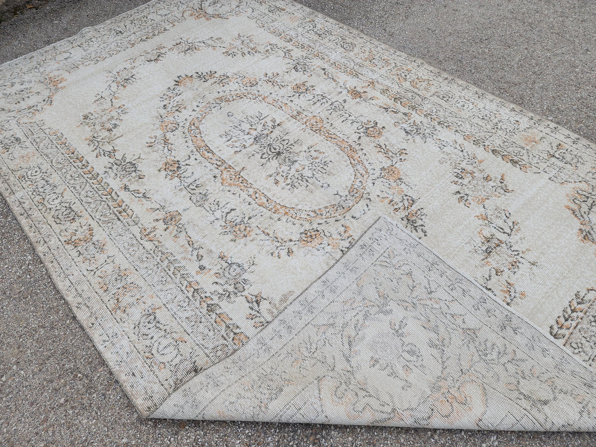 Oushak Rug 6x10, Turkish Hand Made Wool Carpet, Medallion Design