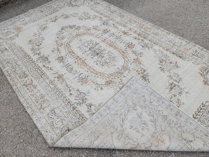 Oushak Rug 6x10, Turkish Hand Made Wool Carpet, Medallion Design