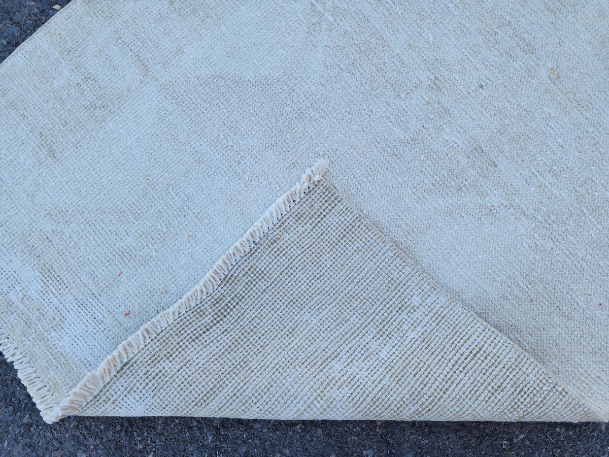 3x12 Neutral Runner Rug, Turkish Hand Knotted, Up Cycled Wool, Kitchen Decor