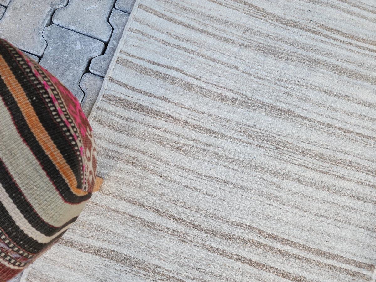 2.7x11, Neutral Wool ,Handwoven Turkish Kilim Runner Rug, Rustic Vintage Kilim