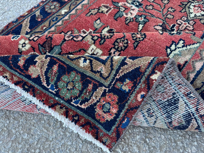 Antique Wool Runner Rug 3x10: Hand Knotted, Rustic Hallway Decor