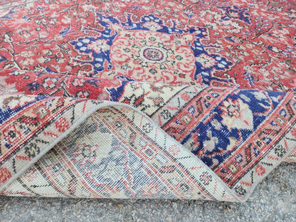 Oushak Area Rug 5.6 x 9.2 ft, Turkish Hand Knotted isparta Carpet, Living Room Decor
