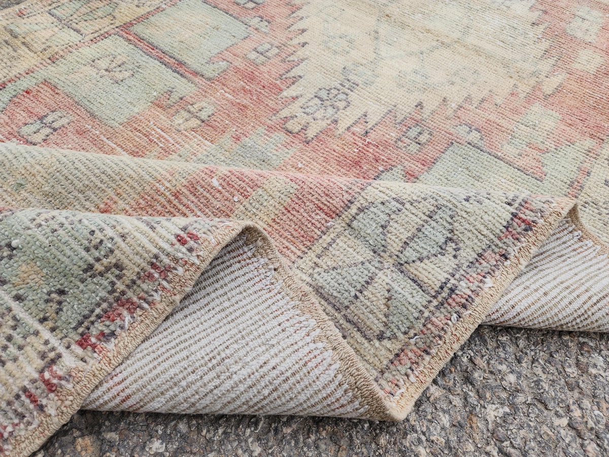 3x8 Vintage Anatolian Rug, Turkish Boho Hand Made Carpet, Hallway Runner