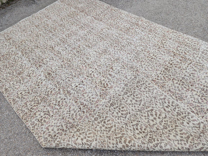 Oushak Area Rug 6x10, Turkish Hand Made Carpet, Oriental Boho Decor