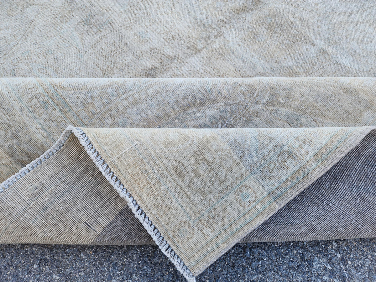 9x12 Muted Rug, Gray ad Beige Up Cycled Wool, Living Room Bohemian Decor