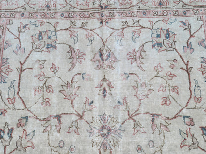 Handwoven Oushak Wool Rug 5×8 Neutral Beige Turkish Area Rug
