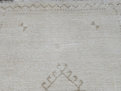 3x11 Turkish Runner Rug, Beige and Brown Hallway Carpet, Kitchen Soft Neutral Decor