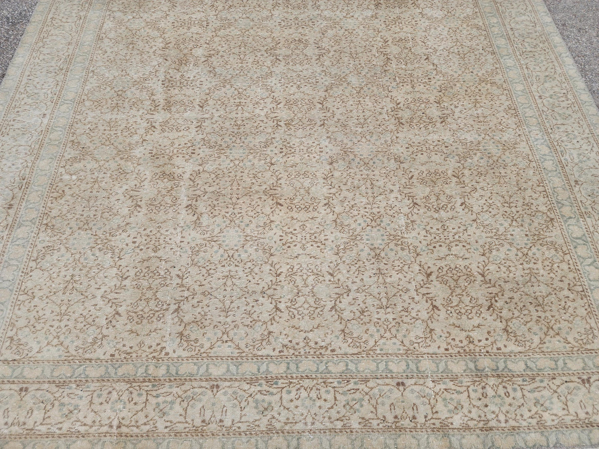 Neutral Turkish Rug 6x9, Kayseri Hand Made Carpet, Oriental Boho Design, Dining Room Decor