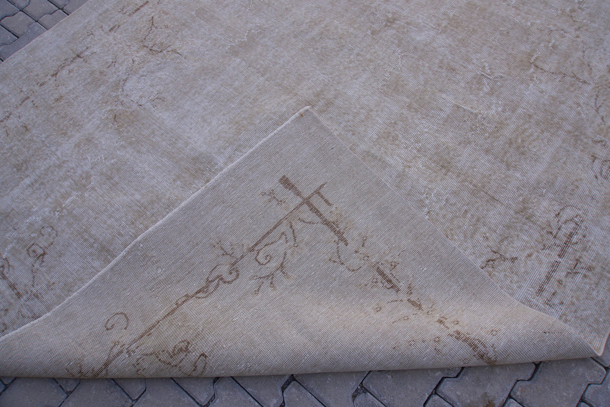 7x10 Neutral Rug, Boho Home Decor, Turkish Beige  Wool Hand Made