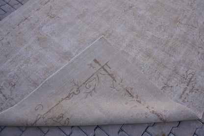 7x10 Neutral Rug, Boho Home Decor, Turkish Beige  Wool Hand Made
