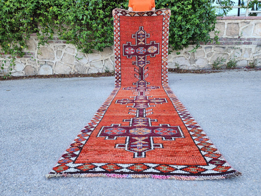 2x10 Herki Natural Rug, Vintage Wool on Wool Runner,  Kitchen Home Decor