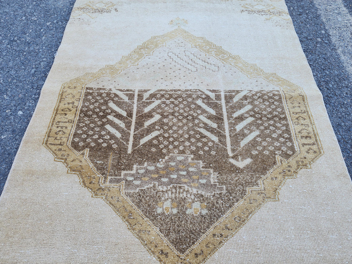 3x12 Area Runner Rug, Hand Knotted Rustic Decor,  Up Cycled Wool