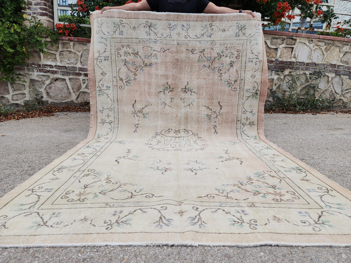 6x9 Neutral Turkish Rug, Hand Made Area Carpet, Bohemian Living Room Decor