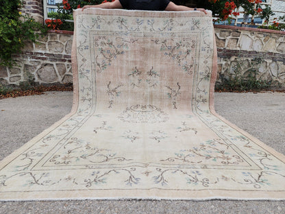 6x9 Neutral Turkish Rug, Hand Made Area Carpet, Bohemian Living Room Decor