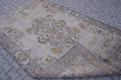 6x10 Turkish Area Rug, Boho Floral Design, Living Room Decor