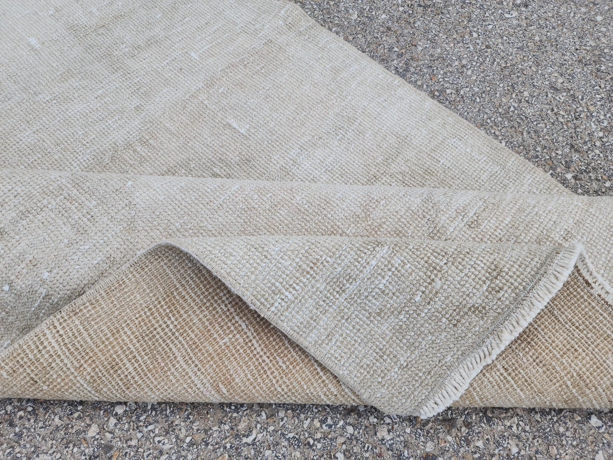 3x12 Neutral Runner Rug, Turkish Beige Wool Hand Made, Hallway Decor