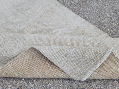 3x12 Neutral Runner Rug, Turkish Beige Wool Hand Made, Hallway Decor