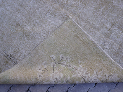 6x10 Neural Turkish Oushak Rug: Green Neutral Wool Bohemian Rug