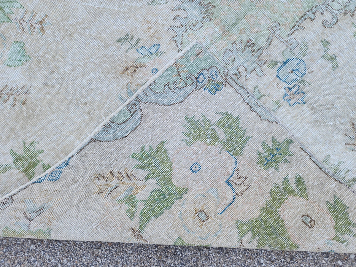 Neutral Oushak Rug 5x9: Hand-Knotted Wool Turkish Rug