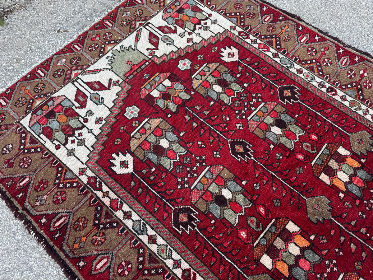 Hand Knotted Wool Runner Rug: 4x9 Rustic Boho Hallway Decor
