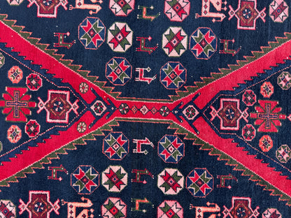 Hand Knotted Turkish Runner Rug 4x10: Oriental Red Entryway Rug