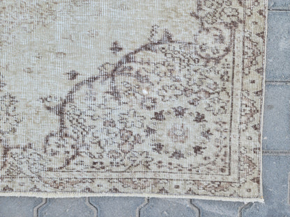 Dining Room Rug 6x10, Turkish Hand Knotted Carpet, Living Room Boho Decor
