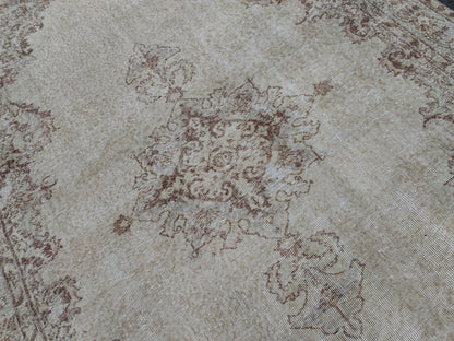 Medallion Area Rug 6x10, Bohemian Rustic Decor, Turkish Hand Knotted Carpet, Beige and Brown