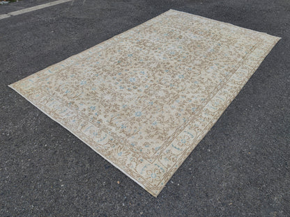 Handwoven Turkish Oushak Rug 5x8: Wool & Cotton Bohemian Rug