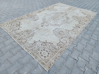 Dining Room Rug 6x10, Turkish Hand Knotted Carpet, Living Room Boho Decor