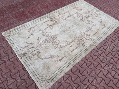 Handwoven Turkish Oushak Rug 4x7: Wool & Cotton Anatolian Carpet
