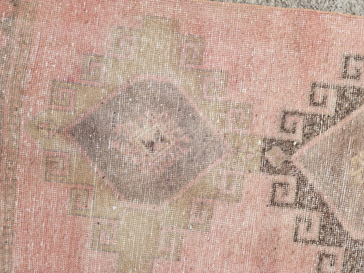 Turkish Hand Made Runner Rug 2.6x11.8 ft, Hallway Tan Runner, Terracotta Tribal Carpet