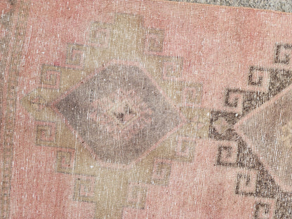 Turkish Hand Made Runner Rug 2.6x11.8 ft, Hallway Tan Runner, Terracotta Tribal Carpet