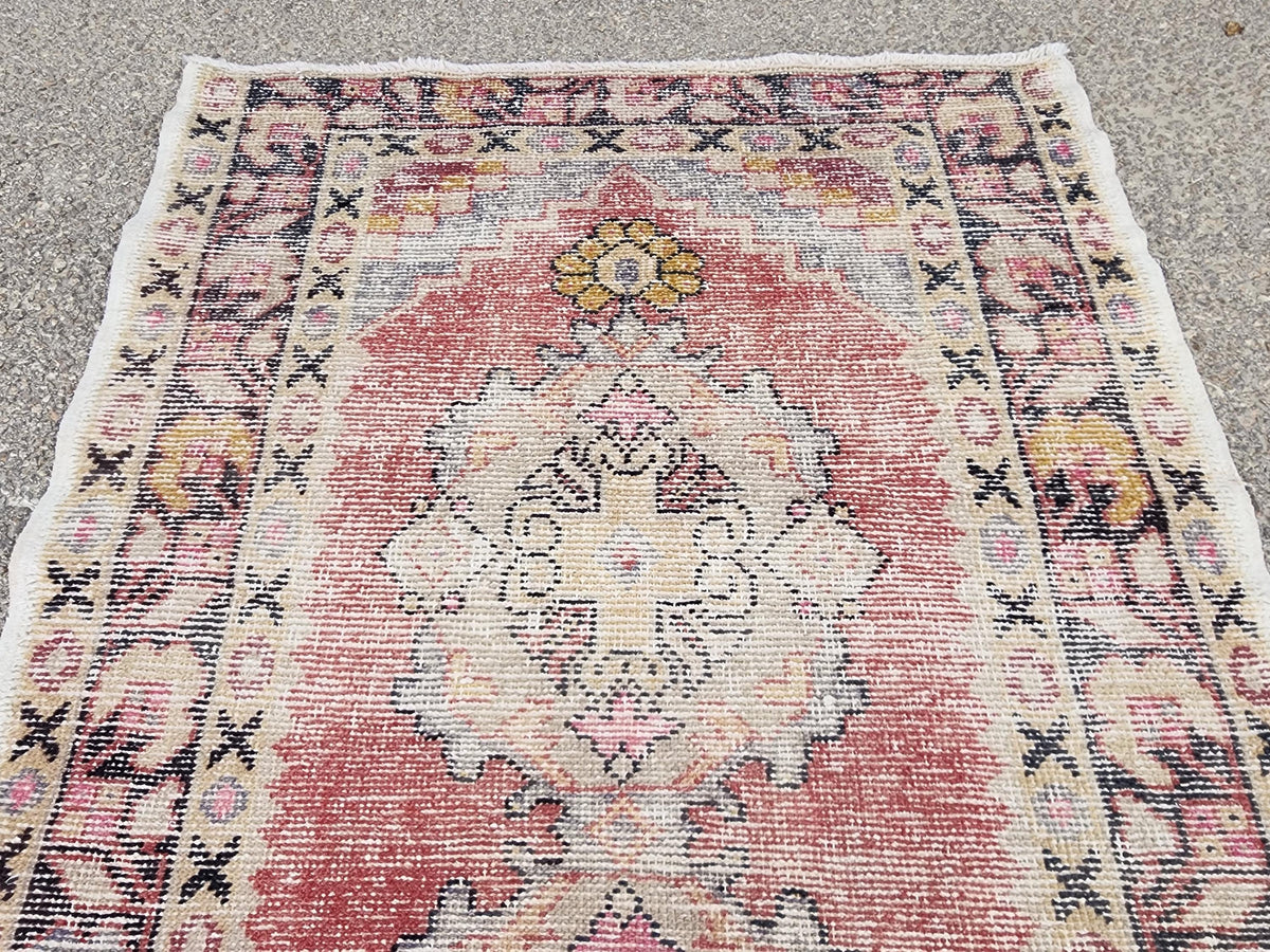 3x8 Vintage Boho Runner Rug, Anatolian Boho Carpet, Kitchen Vintage Hand Made Carpet