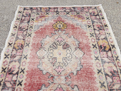 3x8 Vintage Boho Runner Rug, Anatolian Boho Carpet, Kitchen Vintage Hand Made Carpet