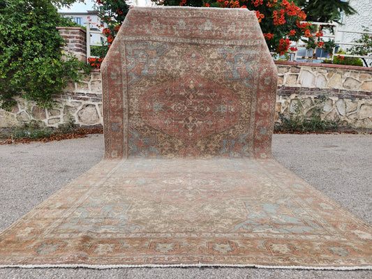 6x12 Vintage Dining Room Rug, Turkish Hand Made Ottoman Design, Oushak Rustic Decor