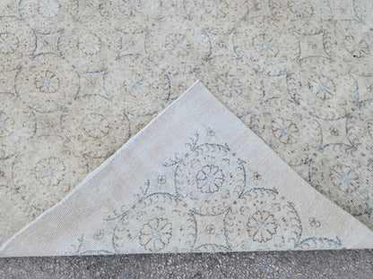 Hand Knotted Wool Rug 6x9: Turkish Isparta Beige Color