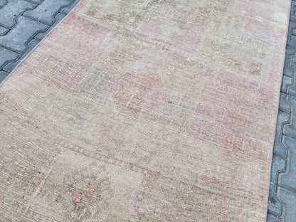3x11 Neutral Wool Runner Rug, Bohemian Rustic Home Decor